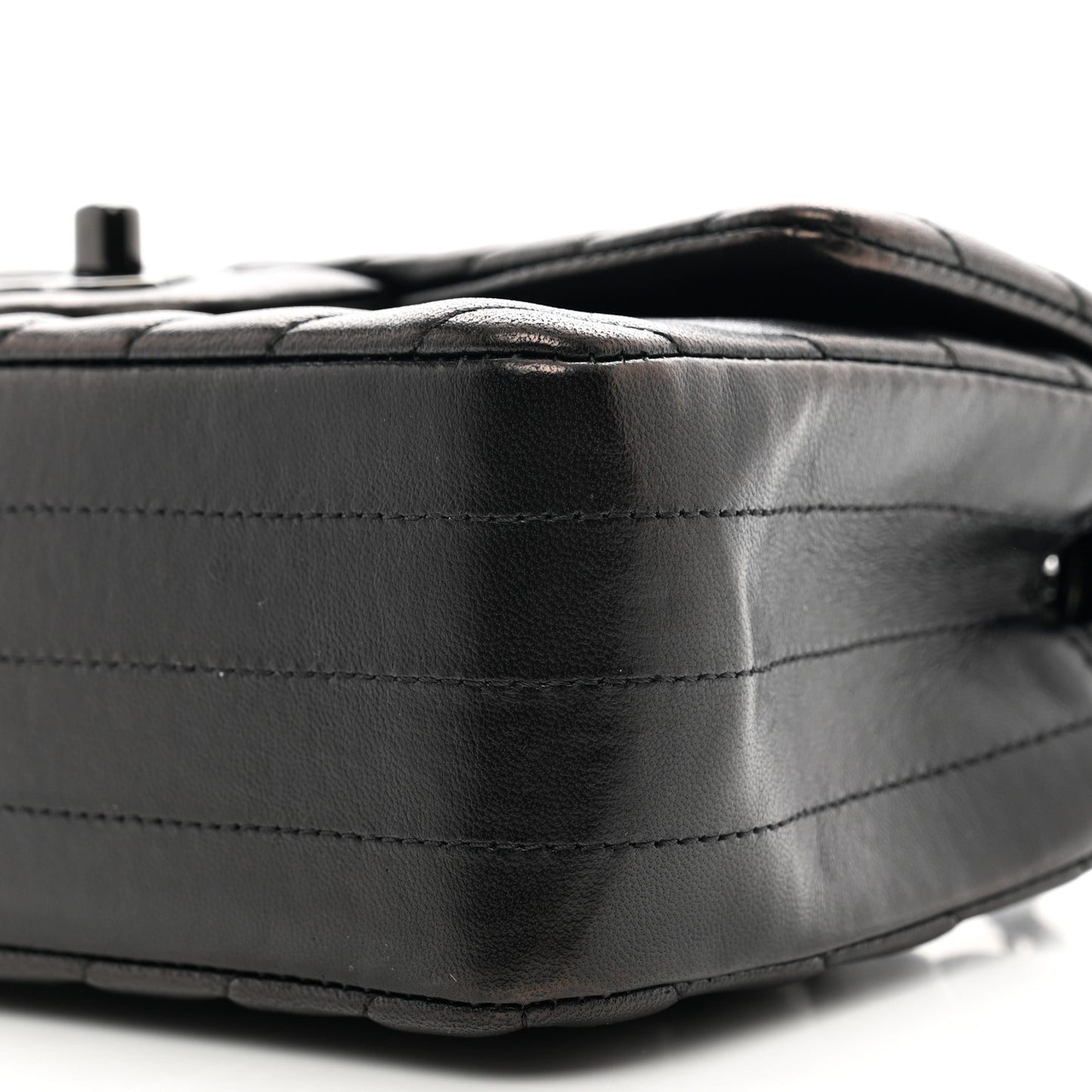 Lambskin Chevron Quilted Mini Rectangular Flap So Black
