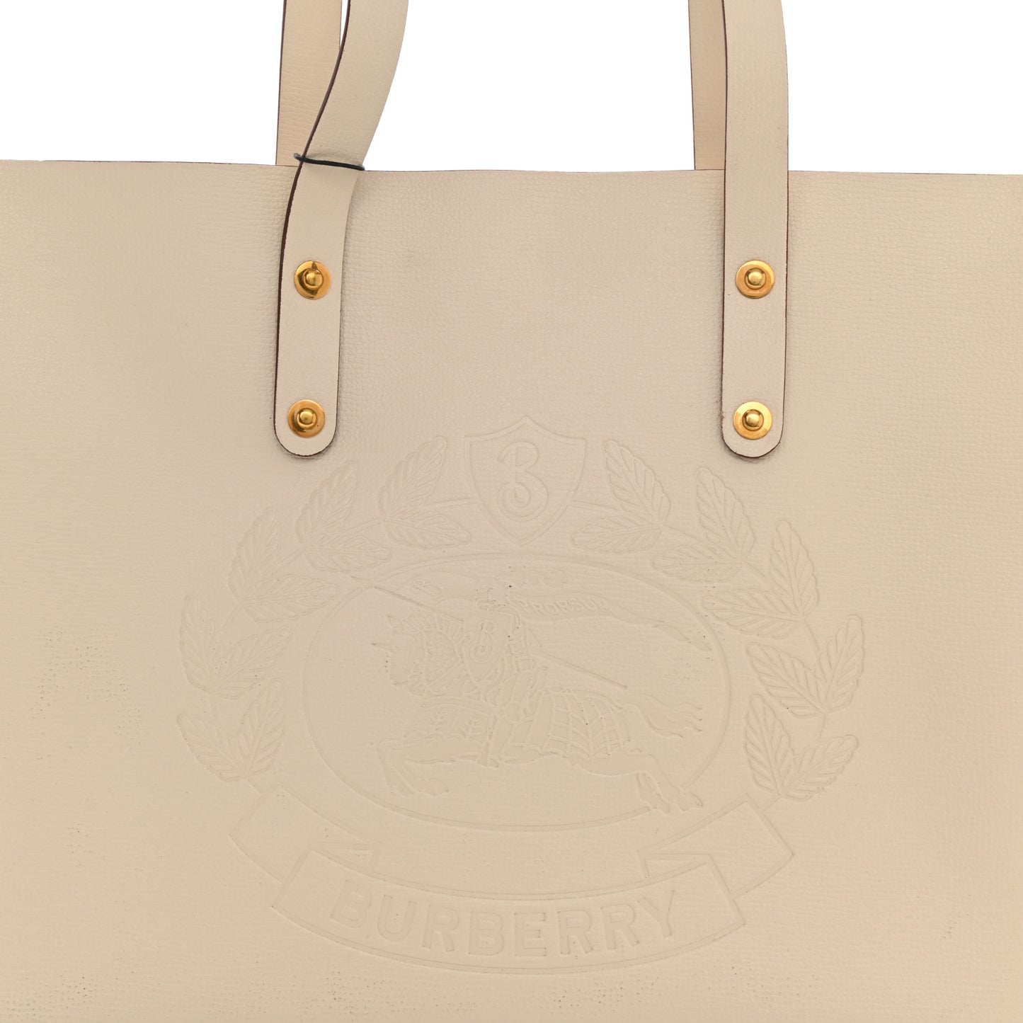 Calfskin Crest Embossed Small Tote Limestone