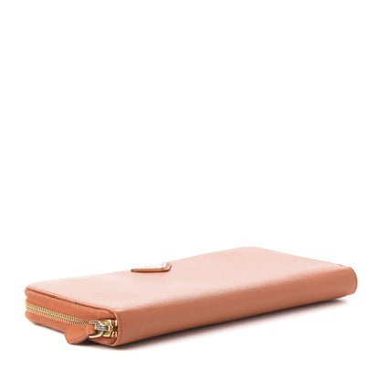 Prada Saffiano Metal Large Zip Around Travel Wallet Papaya 4 of 9