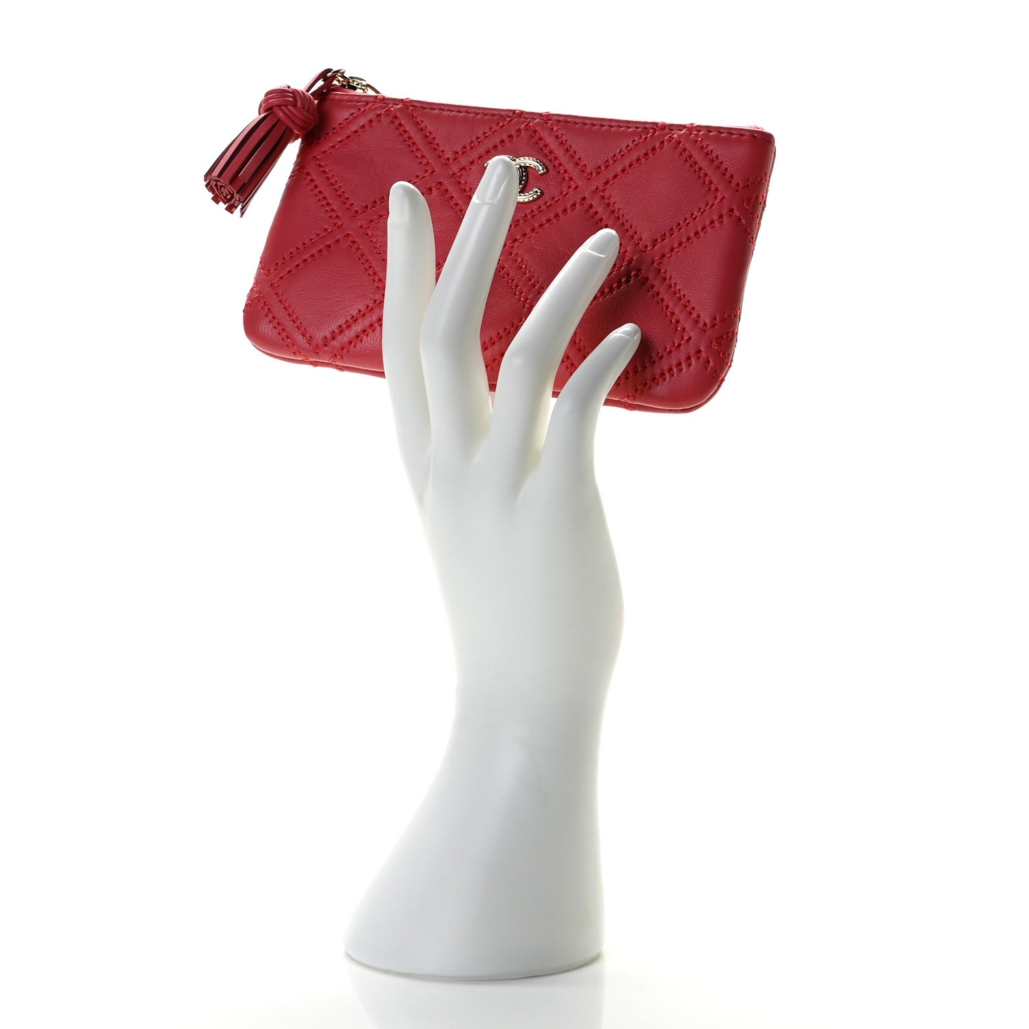 Chanel Lambskin Stitched Tassel Small Cosmetic Case Pink 2 of 8