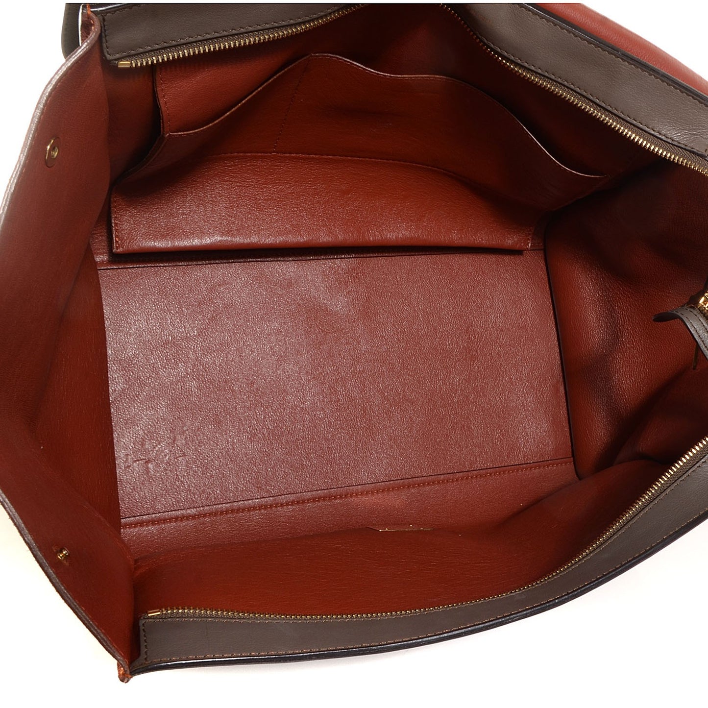 Calfskin Suede Large Tri-Color Trapeze Terracotta