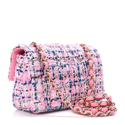 Chanel Tweed Quilted Mini Rectangular Flap Pink Multicolor 3 of 10