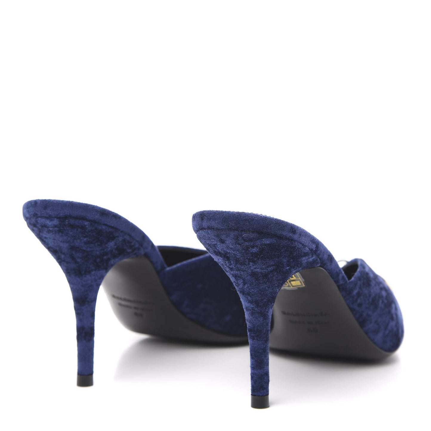 Stretch Velvet Pointed Toe BB 80mm Mules 40 Bleu Ocean