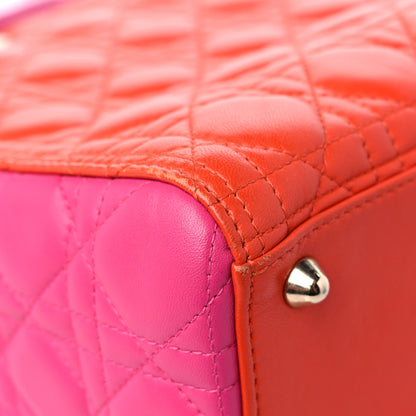 Christian Dior Lambskin Cannage Large Bi-Color Lady Dior Orange Fuchsia 10 of 17