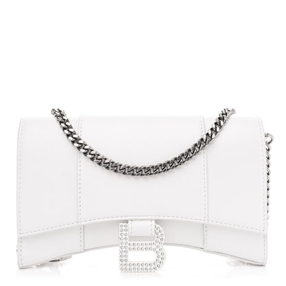 Balenciaga Shiny Box Calfskin Strass Hourglass Chain Bag White 1 of 11
