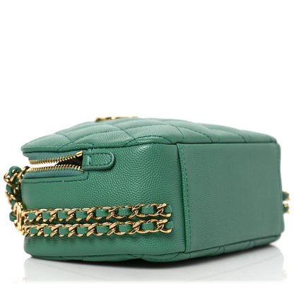 Chanel Caviar Quilted Mini CC You Camera Case Dark Green 8 of 9