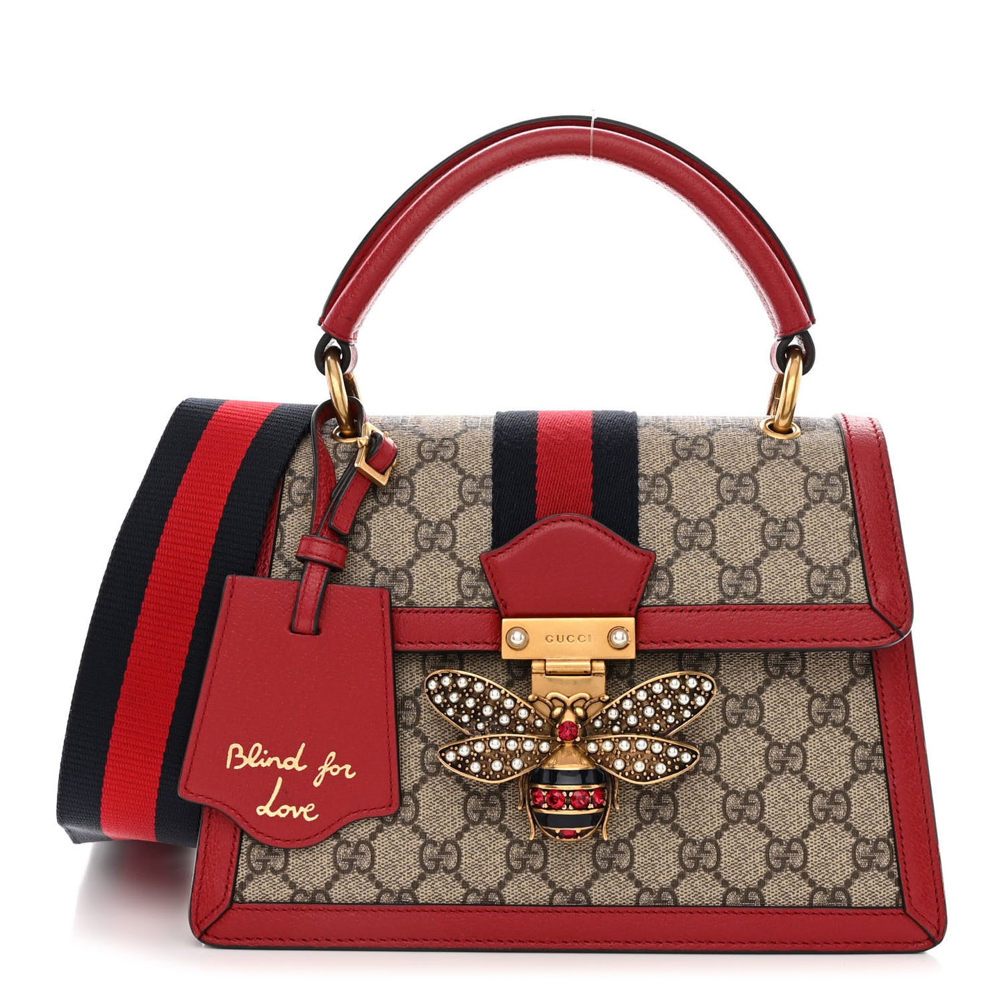 GG Supreme Monogram Small Queen Margaret Top Handle Bag Red