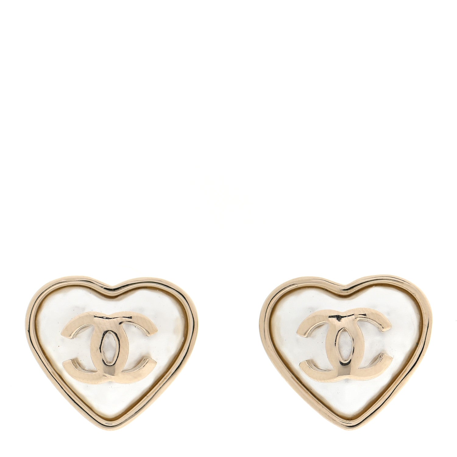 Chanel Pearl CC Heart Earrings Gold 1 of 6