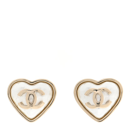 Chanel Pearl CC Heart Earrings Gold 1 of 6