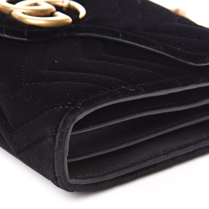 Gucci Velvet Matelasse GG Marmont Chain Wallet Black 9 of 11