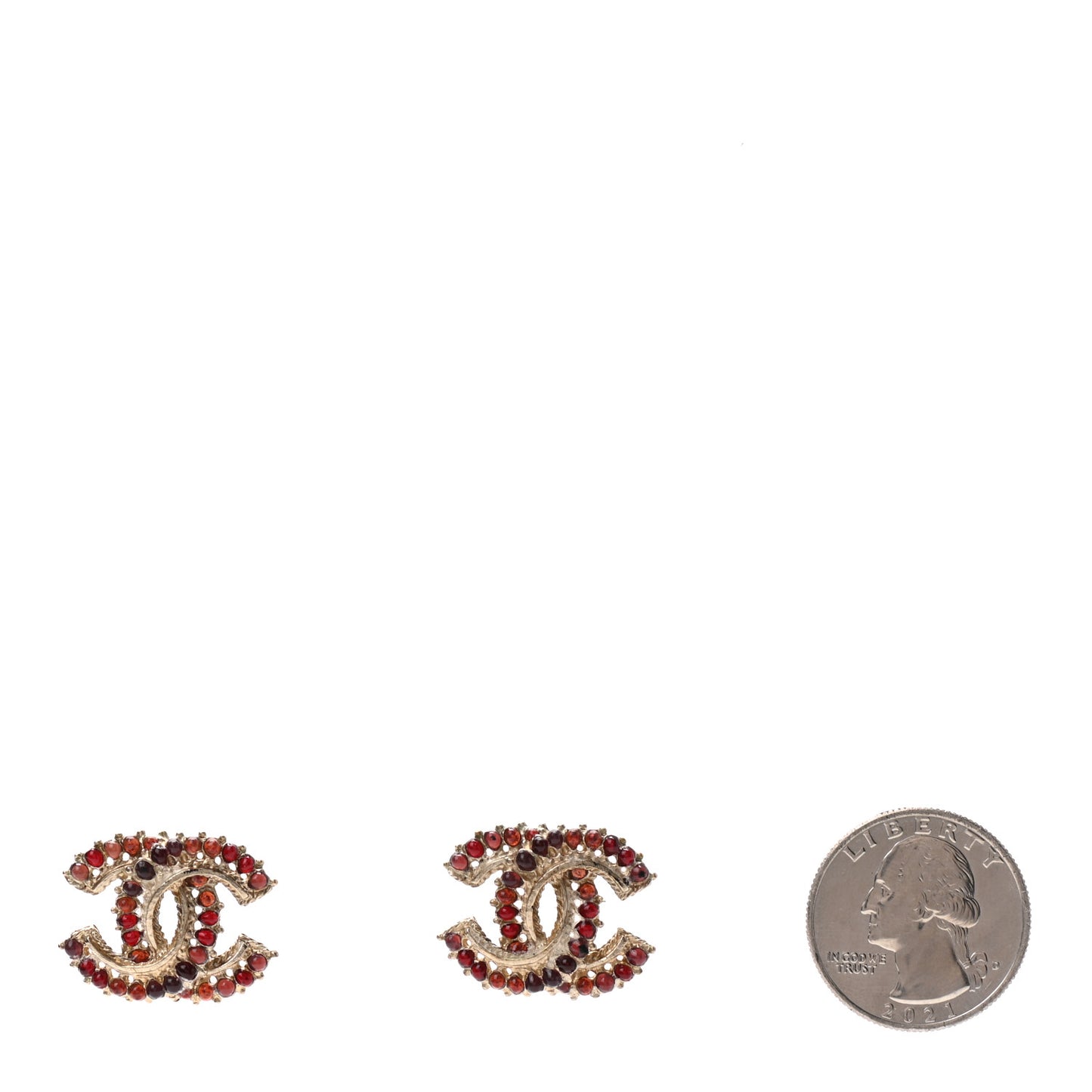 Enamel Poured Glass CC Earrings Gold