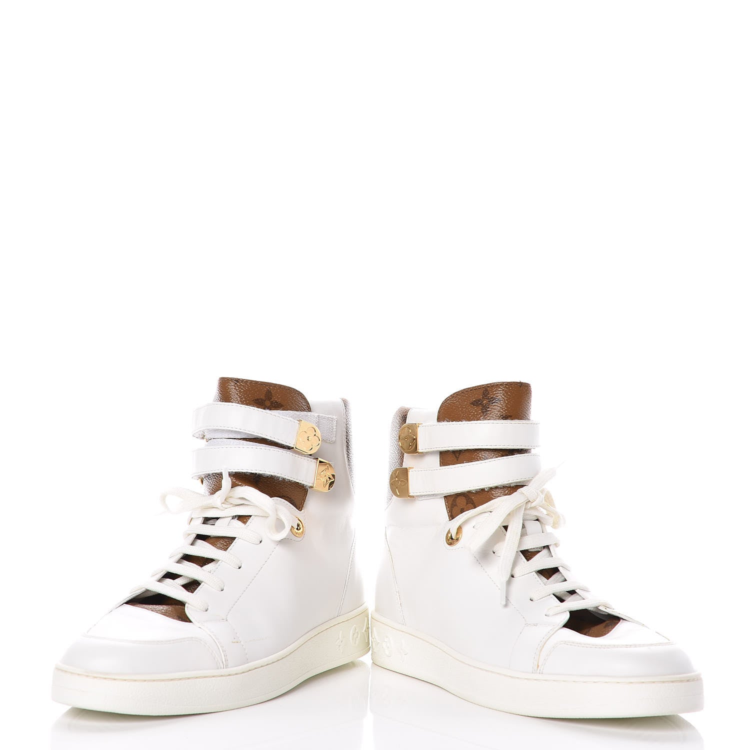 Louis Vuitton Calfskin Reverse Monogram Boombox High Top Sneakers 38.5 White 6 of 11