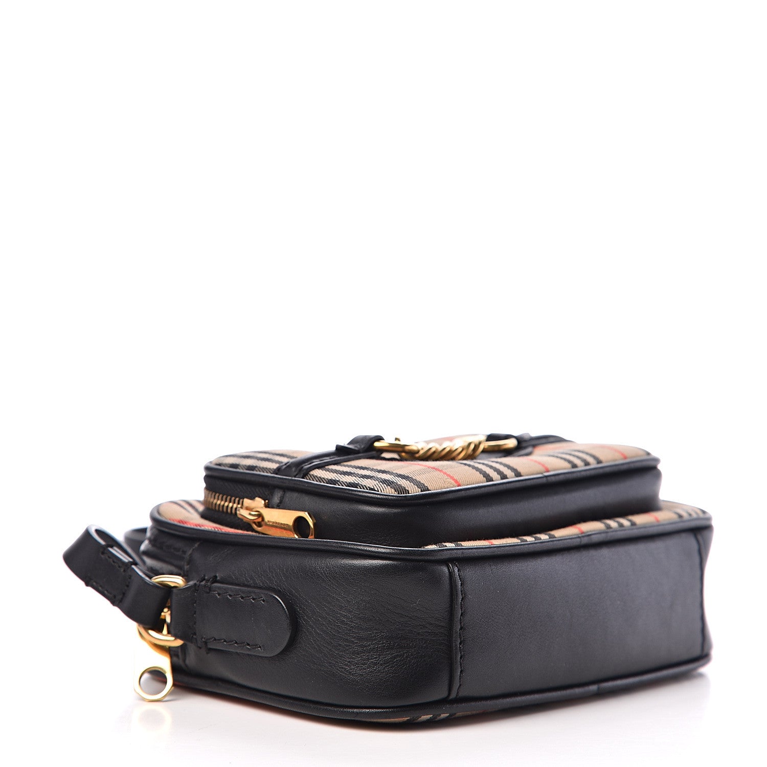 Burberry 1983 Knight Check Smooth Calfskin Link Camera Bag Black 3 of 8