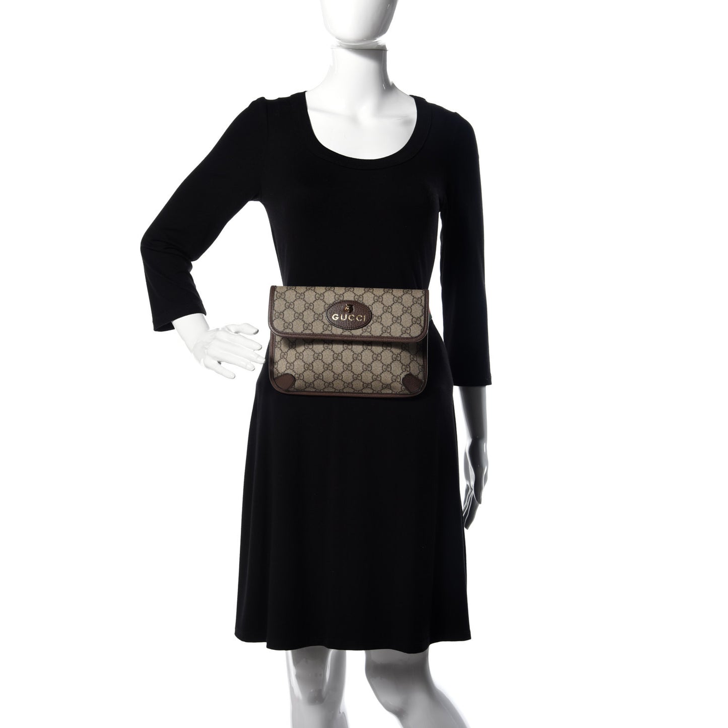 GG Supreme Monogram Neo Vintage Web Belt Bag Brown