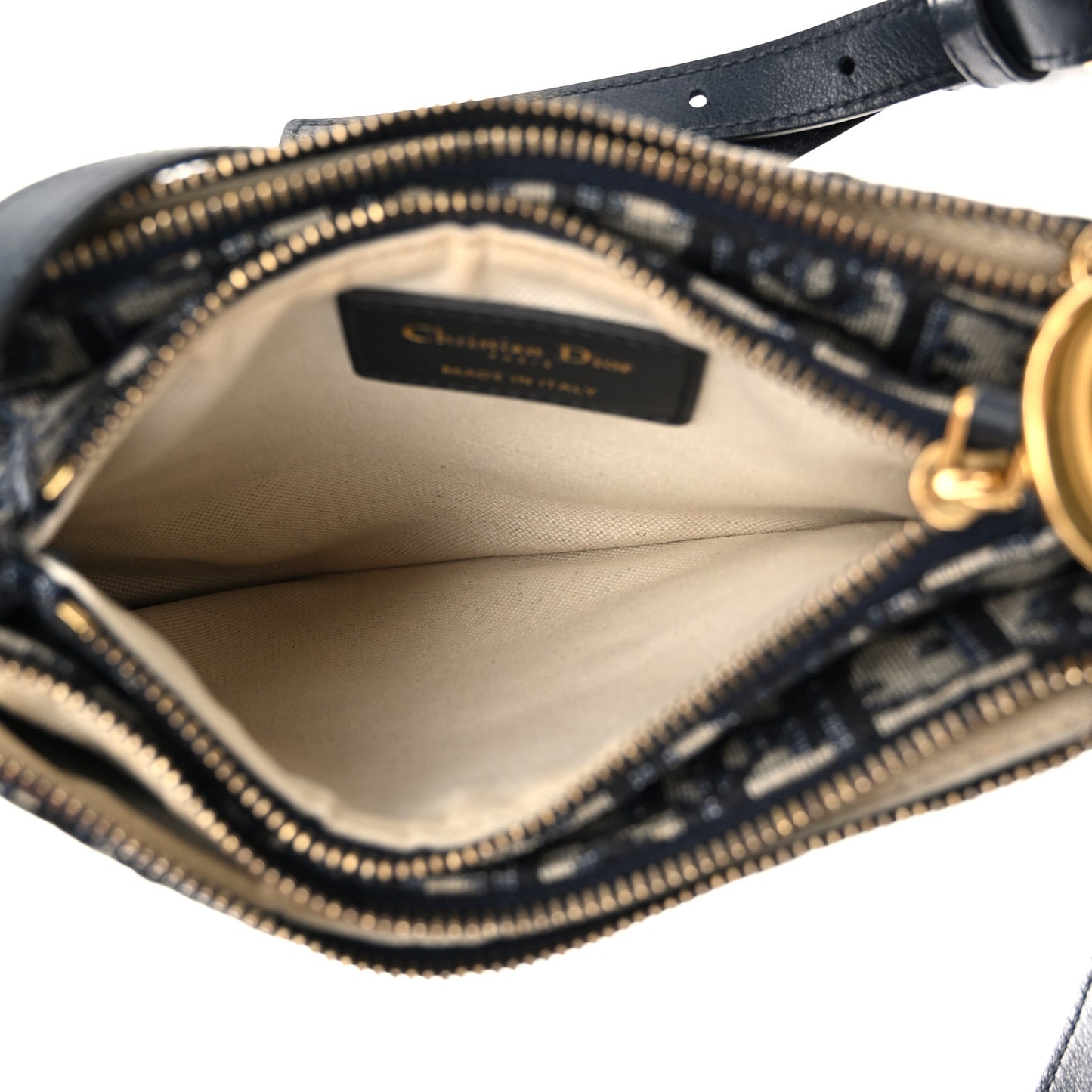 Oblique Saddle Pouch With Strap Navy Blue