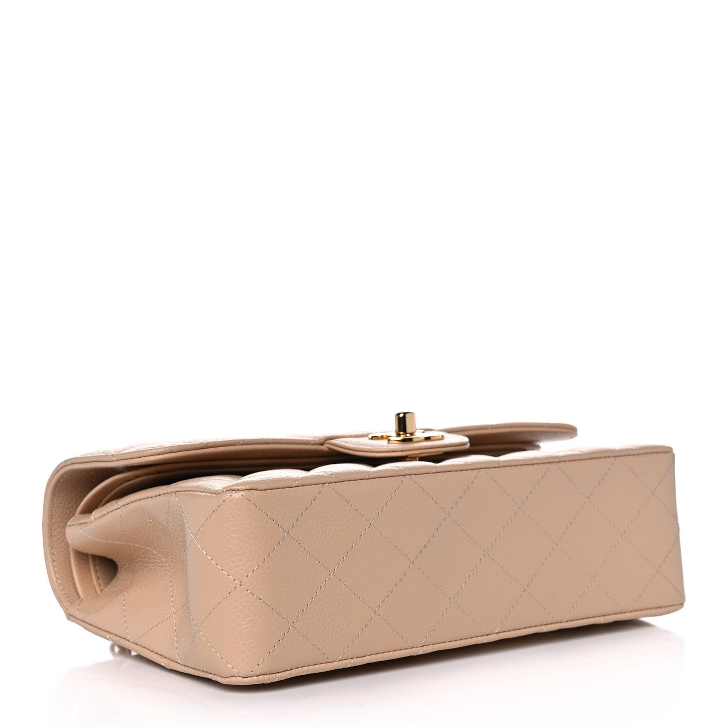 Caviar Quilted Small Double Flap Beige