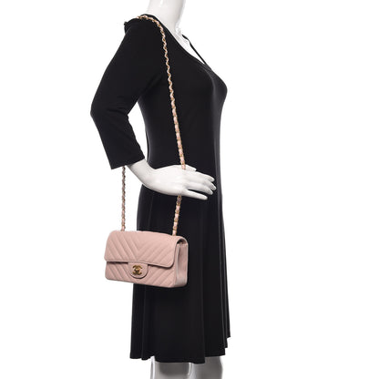 Chanel Calfskin Chevron Quilted Mini Rectangular Flap Light Pink 2 of 13