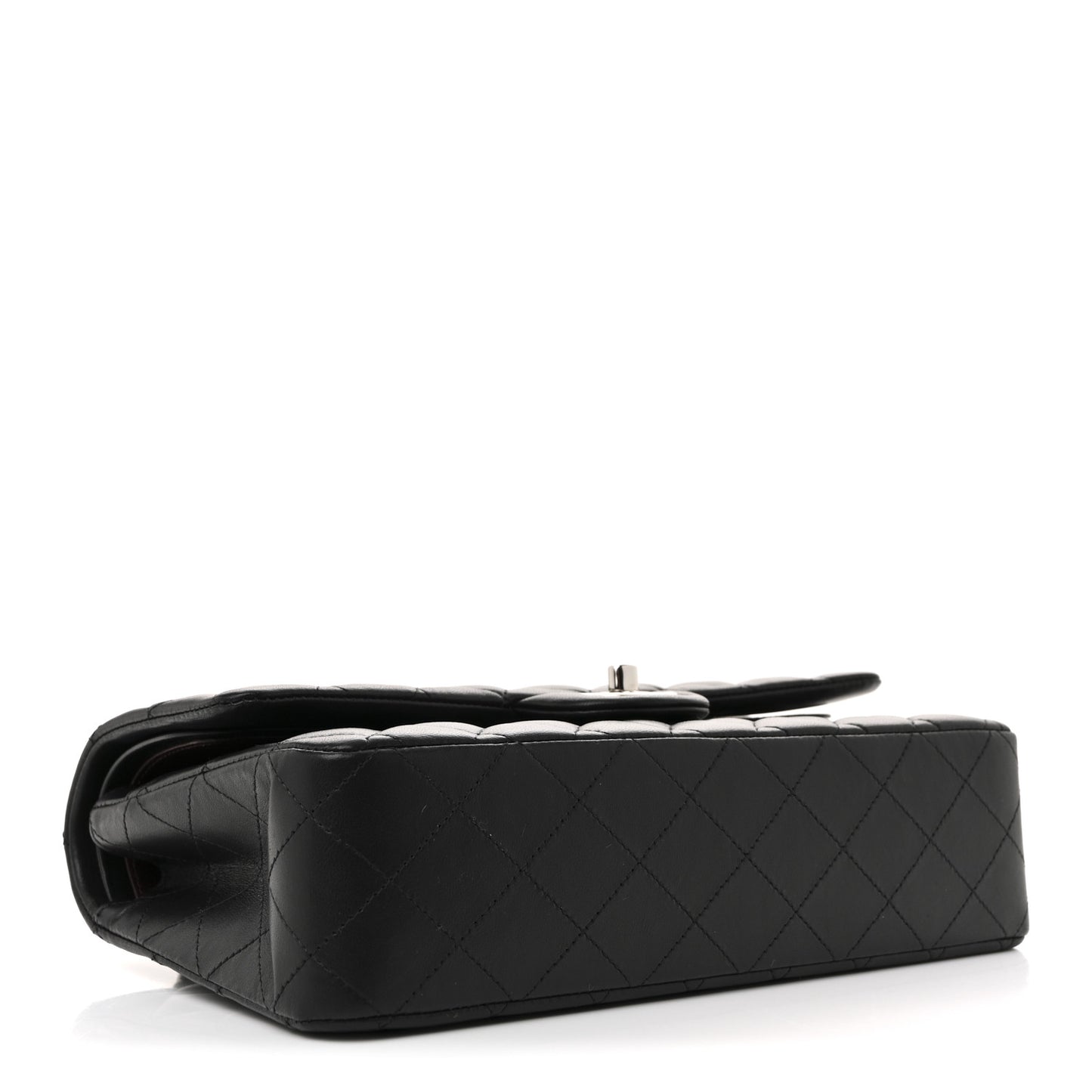 Lambskin Quilted Medium Double Flap Black