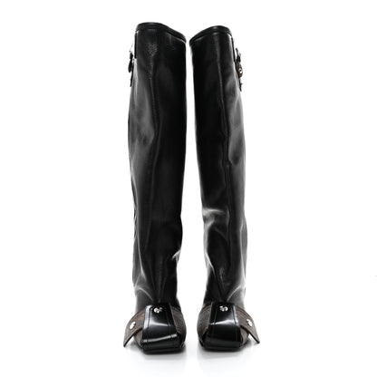 Louis Vuitton Calfskin Monogram Patti Wedge Tall Boots 36 Black 2 of 10