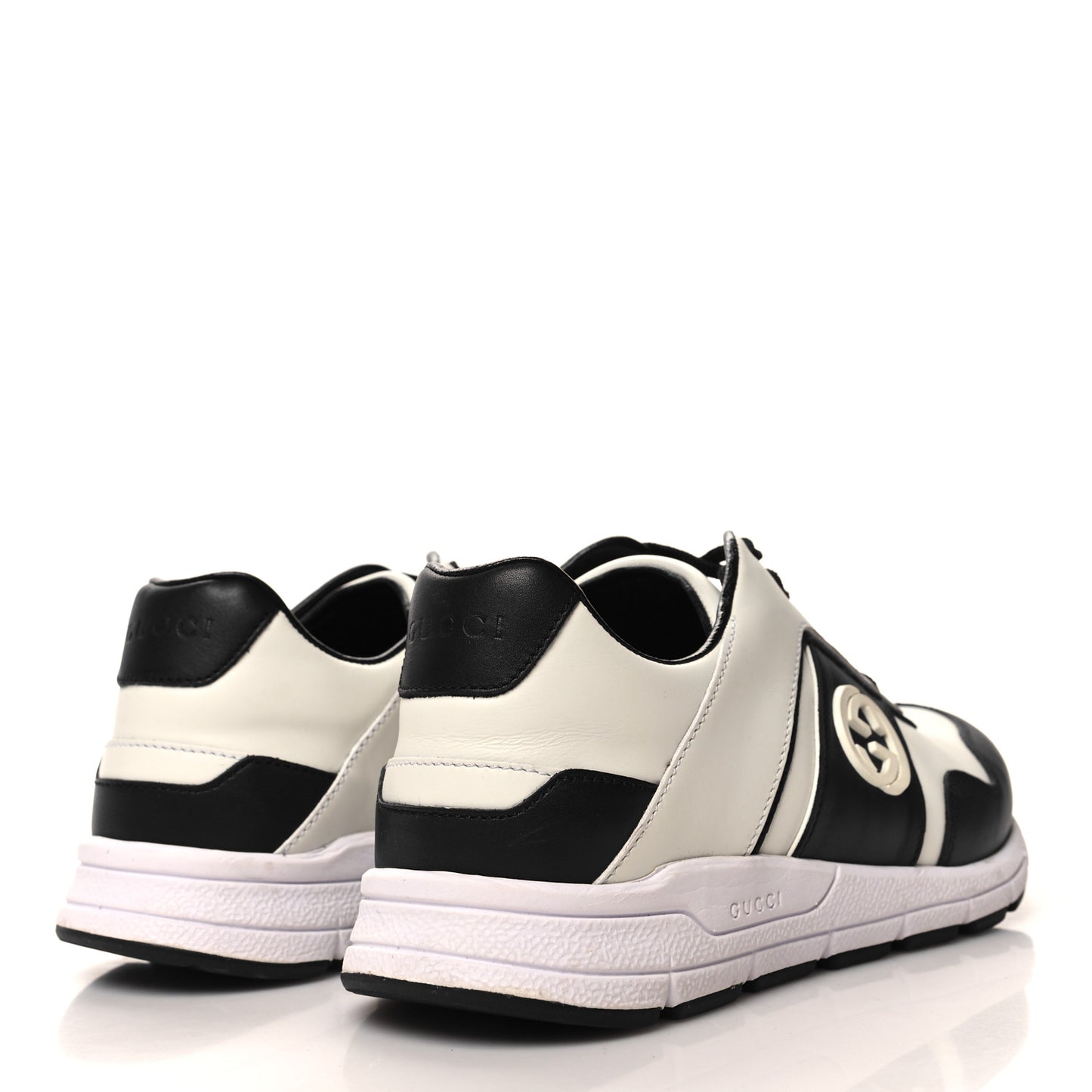 Calfskin Womens Interlocking G Sneakers 35.5 Black White