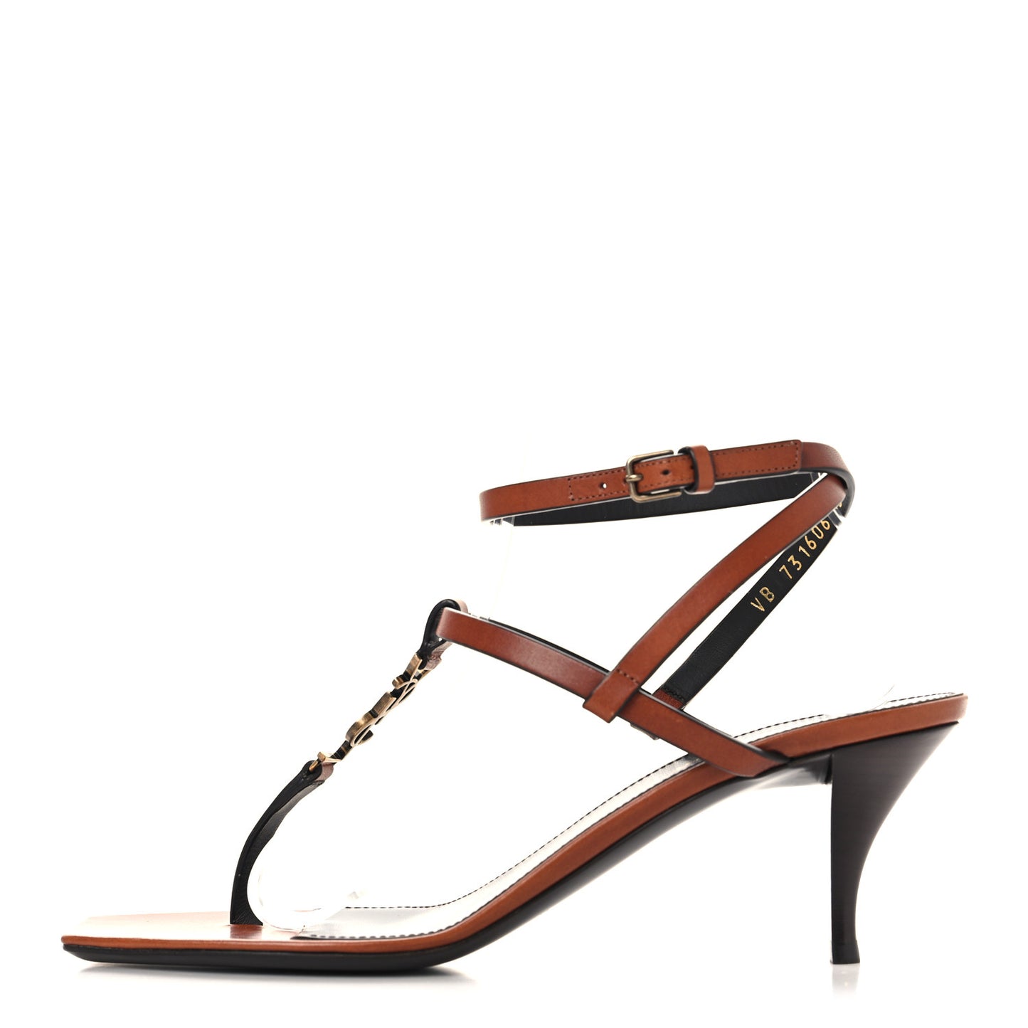 Calfskin Cassandra 60 Sandals 38.5 New Papaya