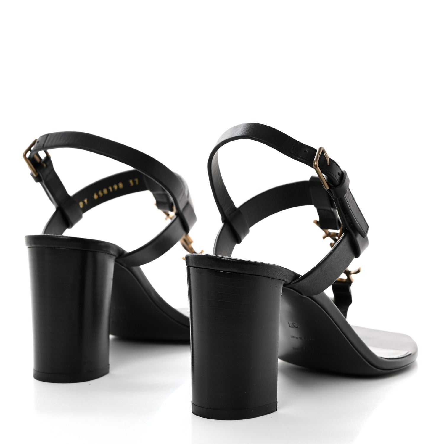 Saint Laurent Calfskin Cassandra Sandals 37 Black 4 of 8