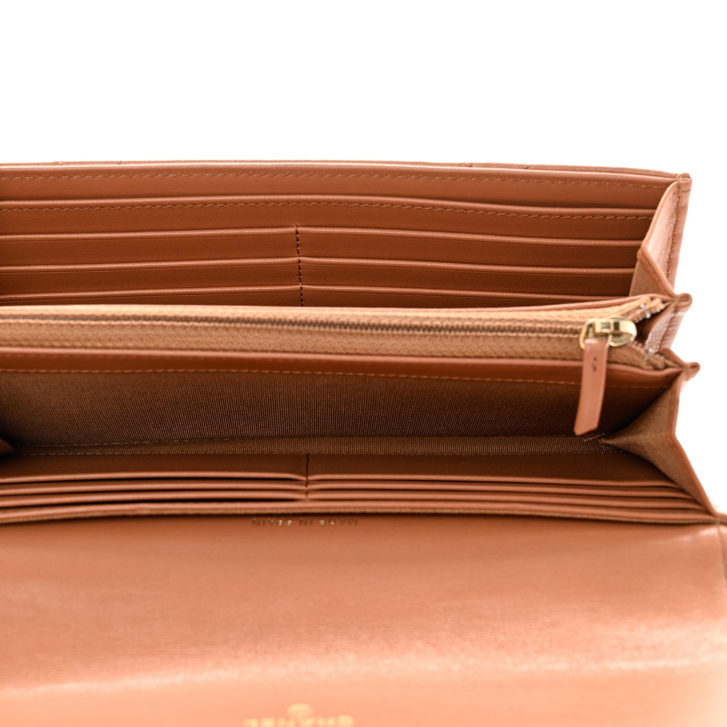 Lambskin Quilted Chanel 19 Flap Wallet Brown