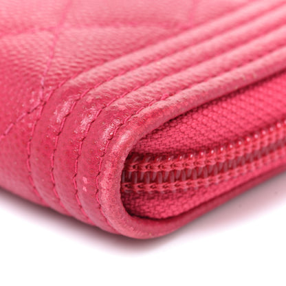 Chanel Caviar Quilted Boy Zip Around Coin Purse Wallet Fuchsia 9 of 11