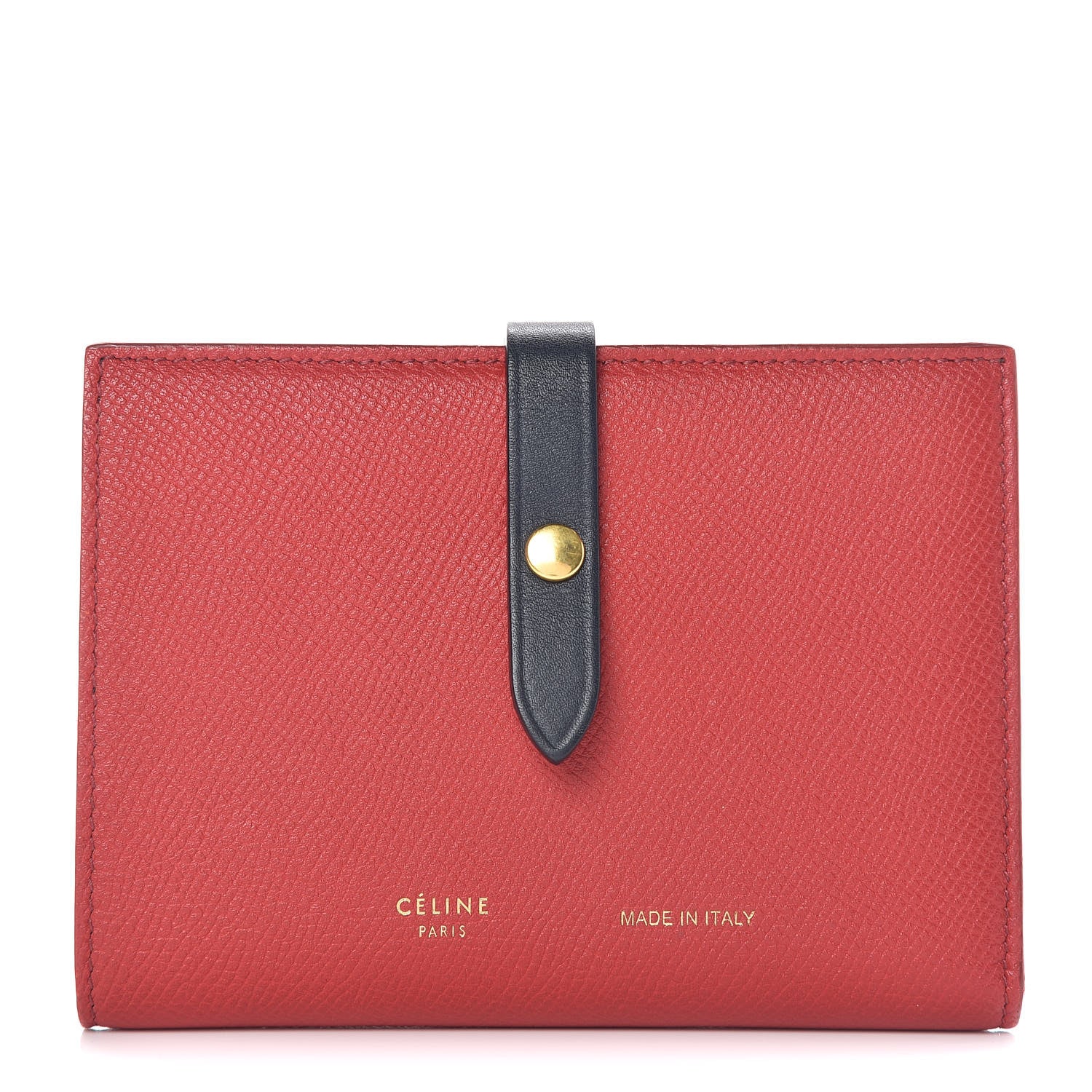 Celine Grained Calfskin Medium Multifunction Strap Wallet Coquelicot 1 of 10