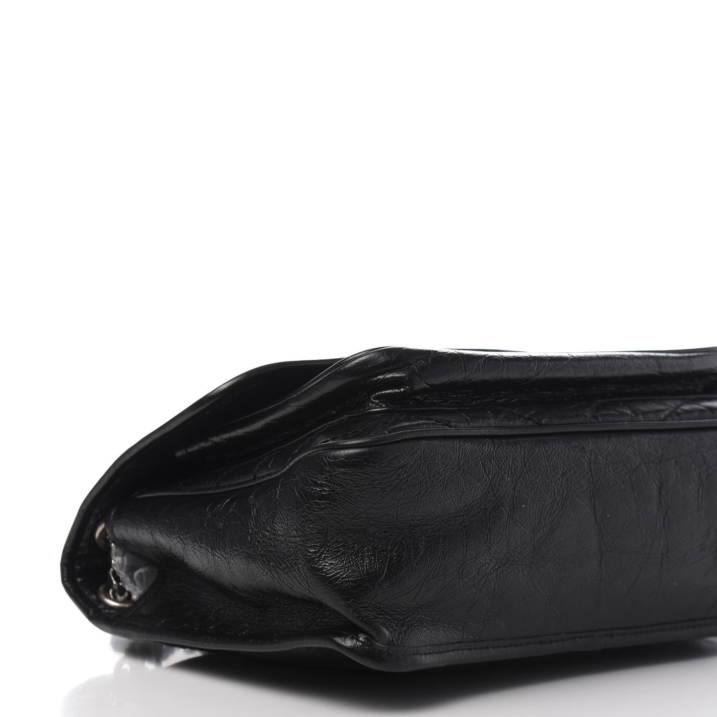 Crinkled Calfskin Matelasse Monogram Medium Niki Chain Satchel Black