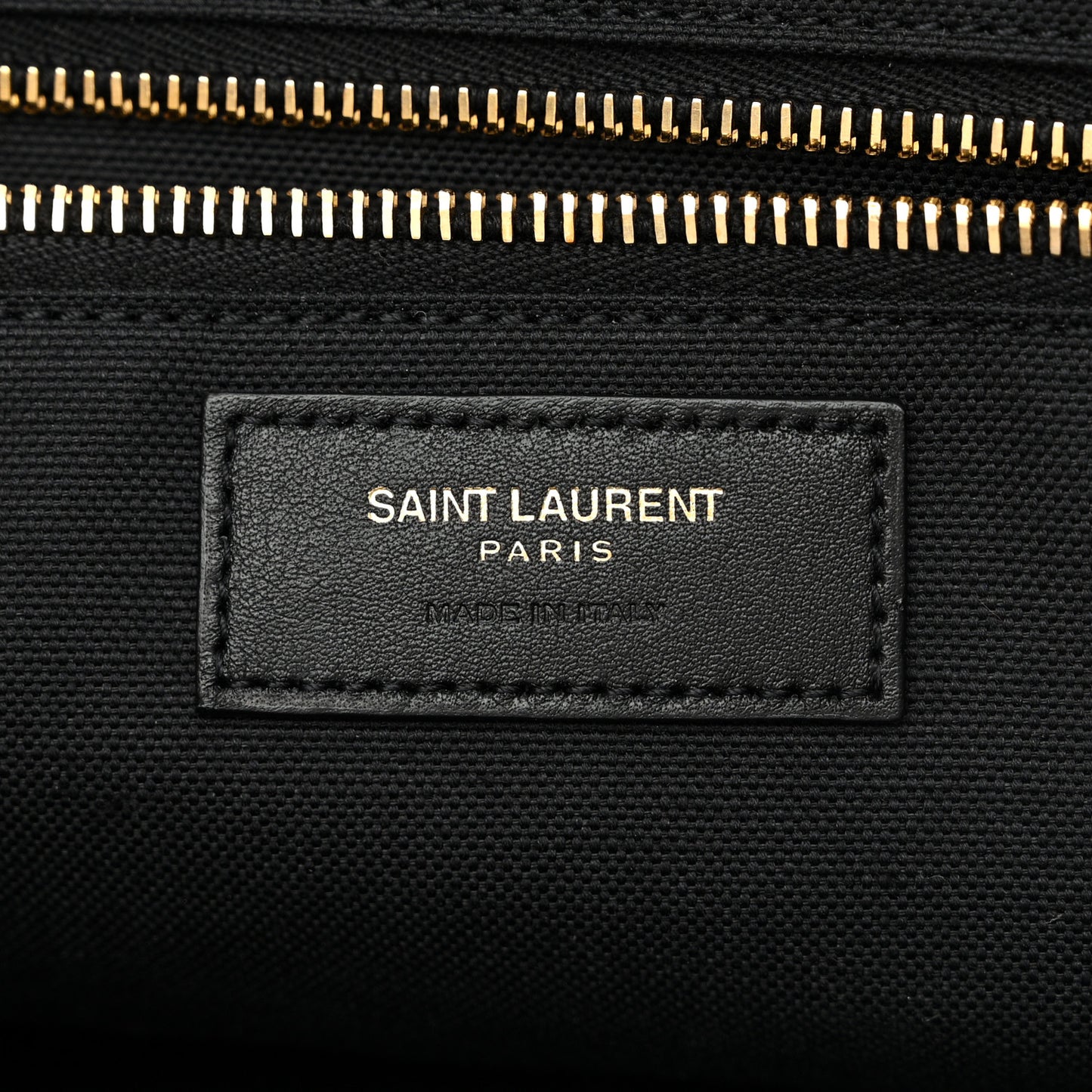 SAINT LAURENT Embroidered Cotton Linen Rive Gauche Noe Tote Natural Black