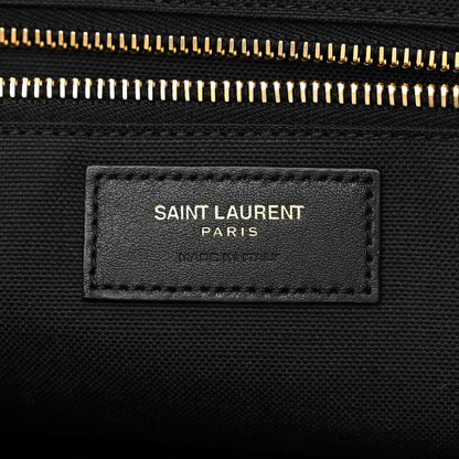 Saint Laurent SAINT LAURENT Embroidered Cotton Linen Rive Gauche Noe Tote Natural Black 6 of 10