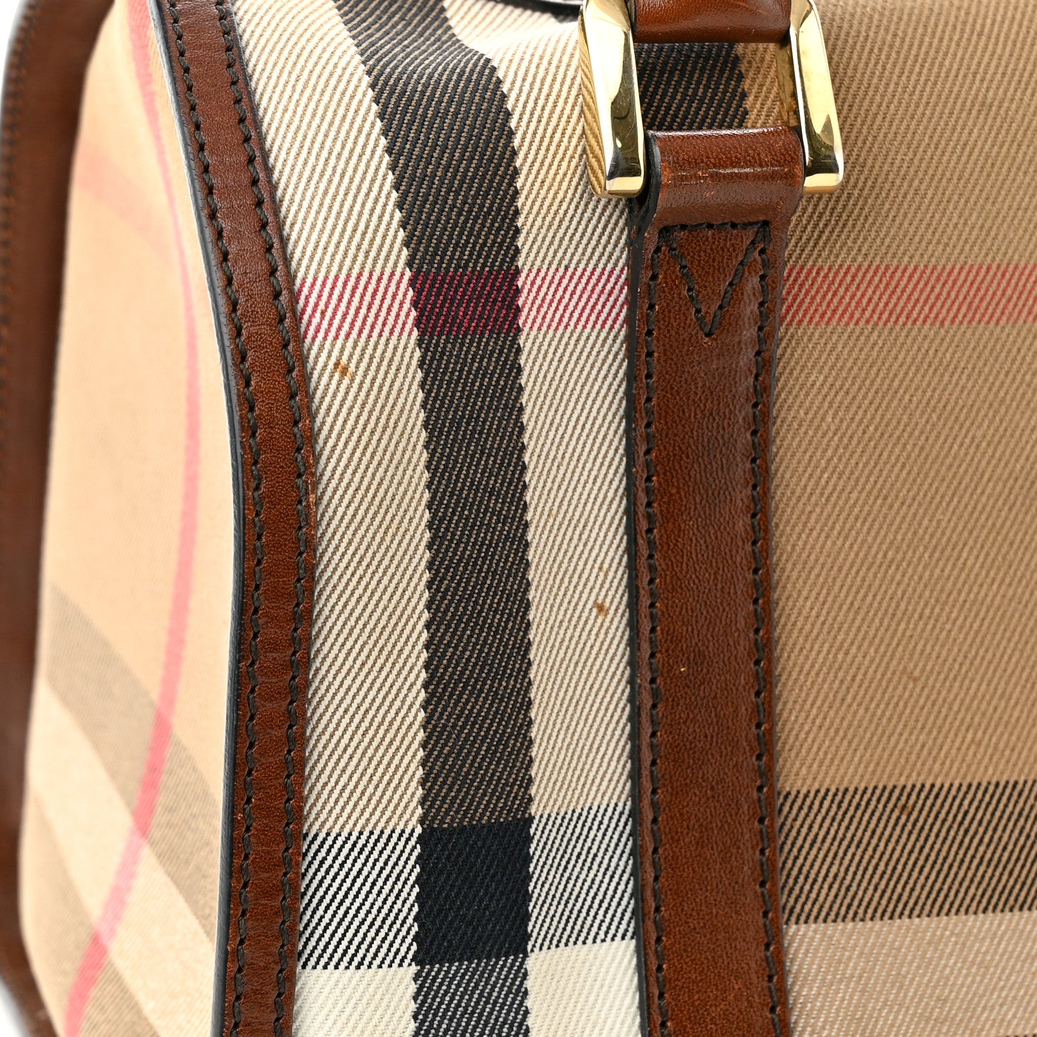 Burberry House Check Bridle Calfskin Small Bowling Bag Dark Tan 11 of 15