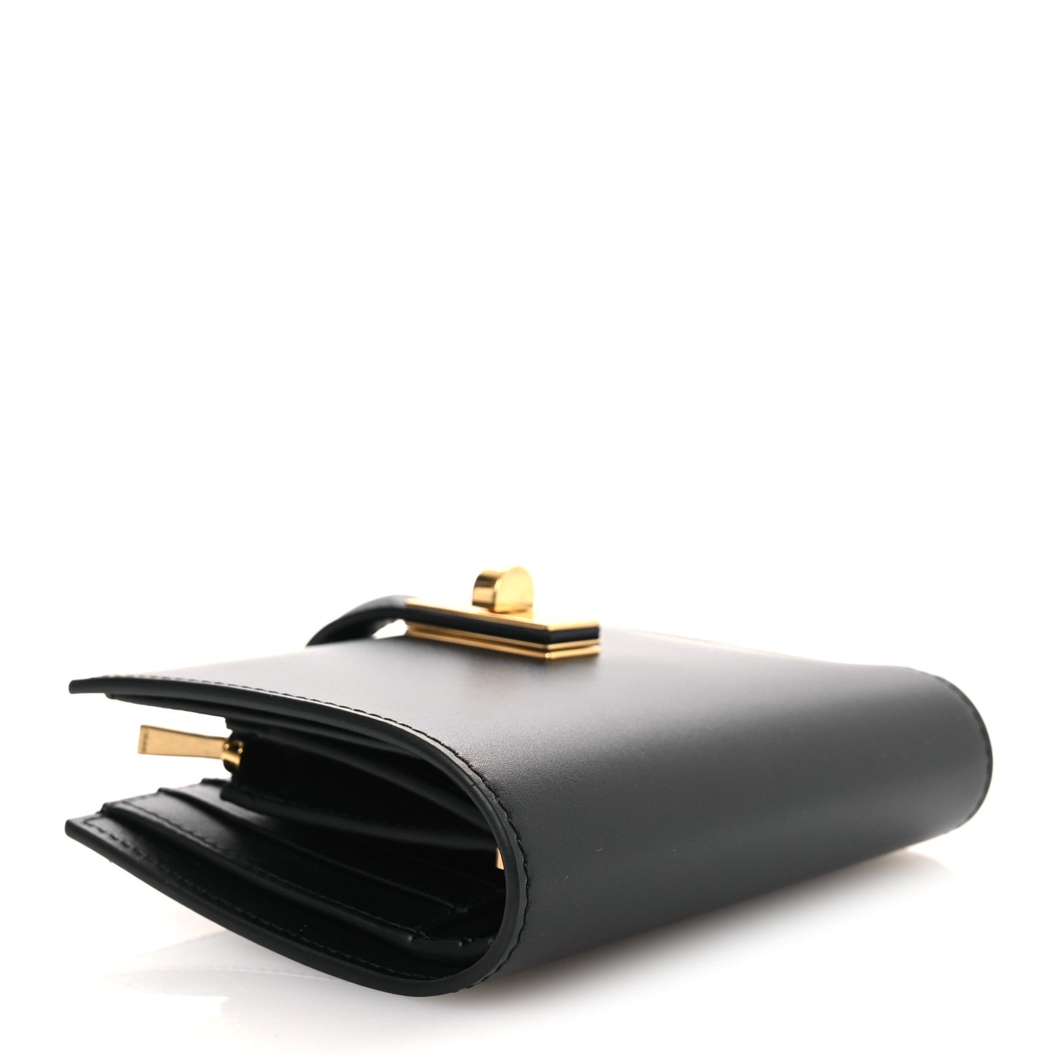 Celine Satinated Calfskin 16 Card Holder With Flap Black 5 of 12