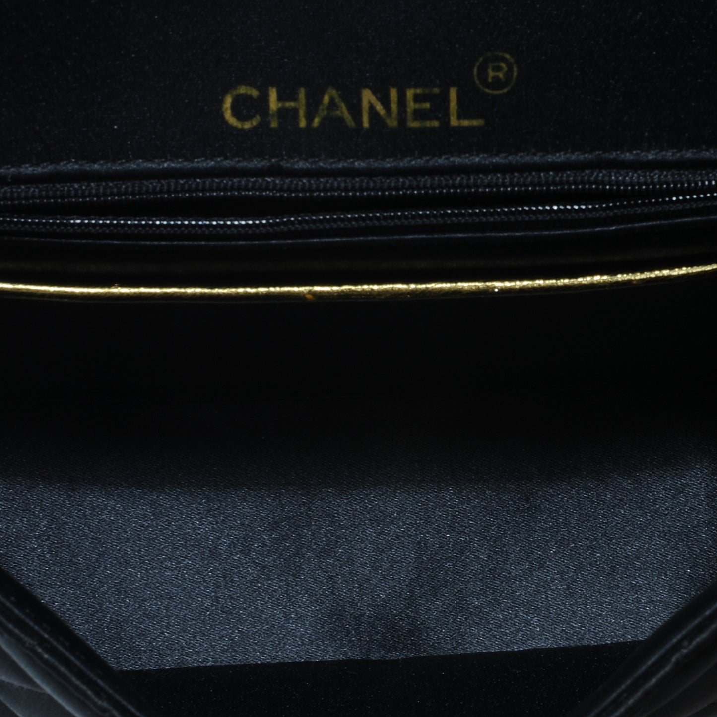 Satin Quilted Mini Flap Black Gold