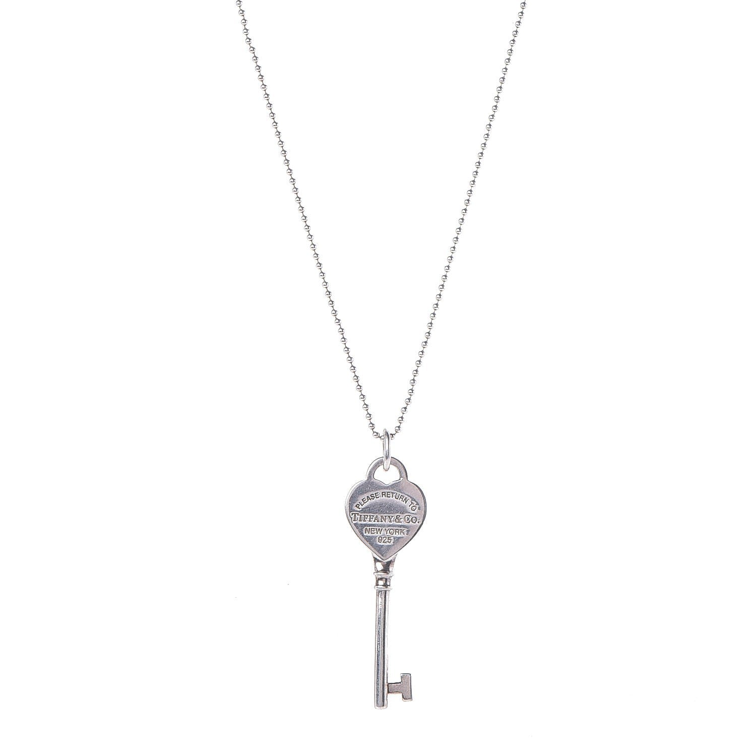 Tiffany Sterling Silver Return to Tiffany Heart Key Pendant Necklace 1 of 6