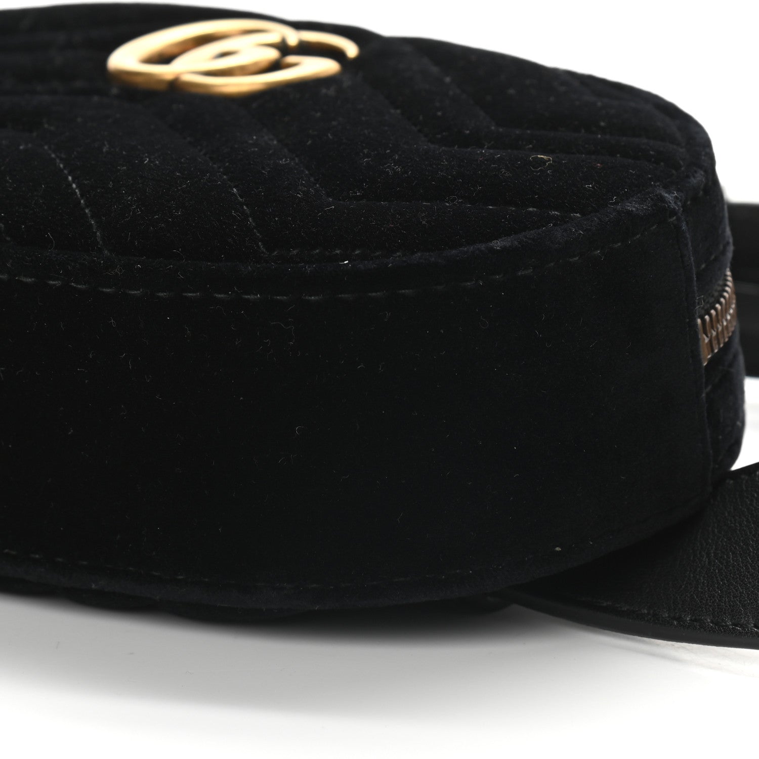 Gucci Velvet Matelasse GG Marmont Belt Bag 85 34 Black 6 of 9