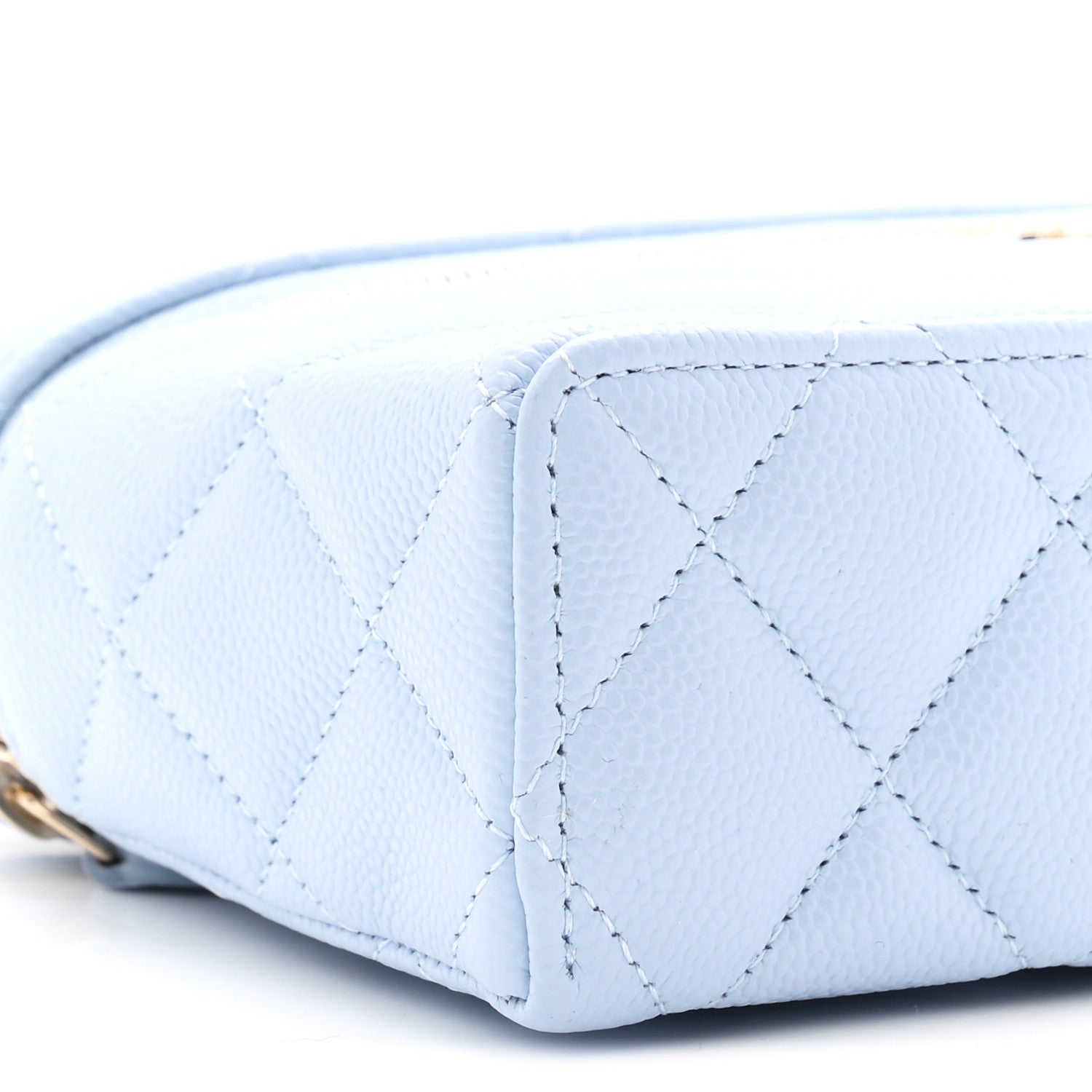 Chanel Caviar Quilted Top Handle Slim Vanity With Chain Light Blue 8 of 10