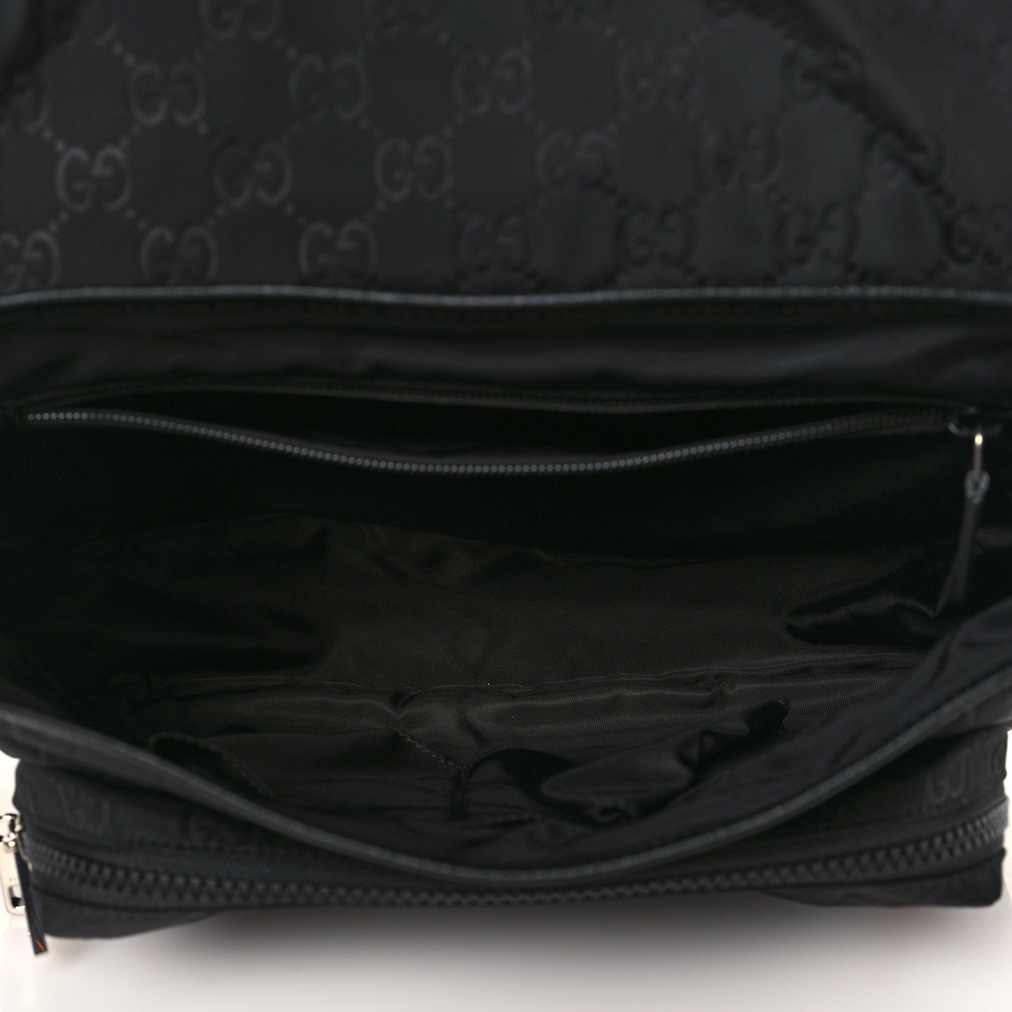 Nylon Monogram Double Buckle Flap Messenger Bag Black