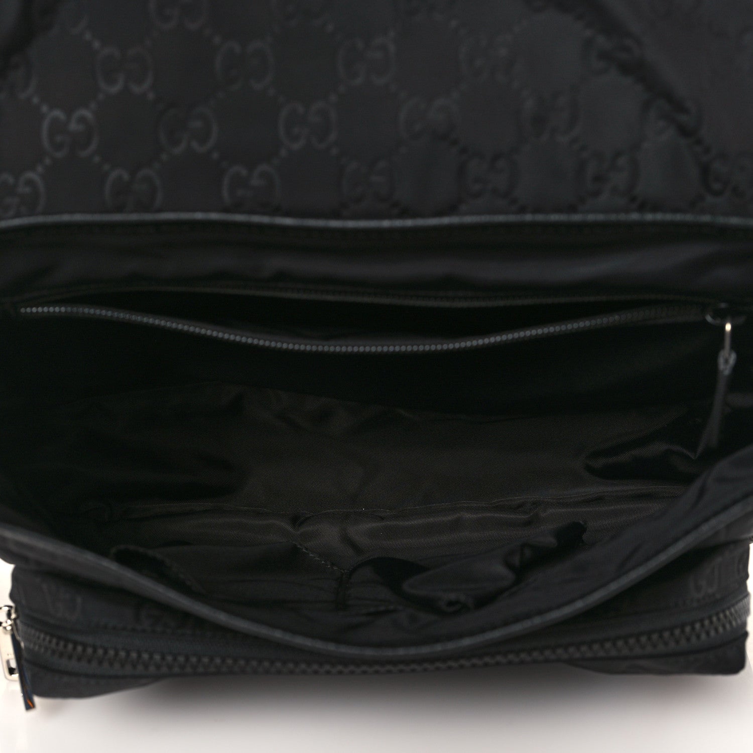 Gucci Nylon Monogram Double Buckle Flap Messenger Bag Black 5 of 9