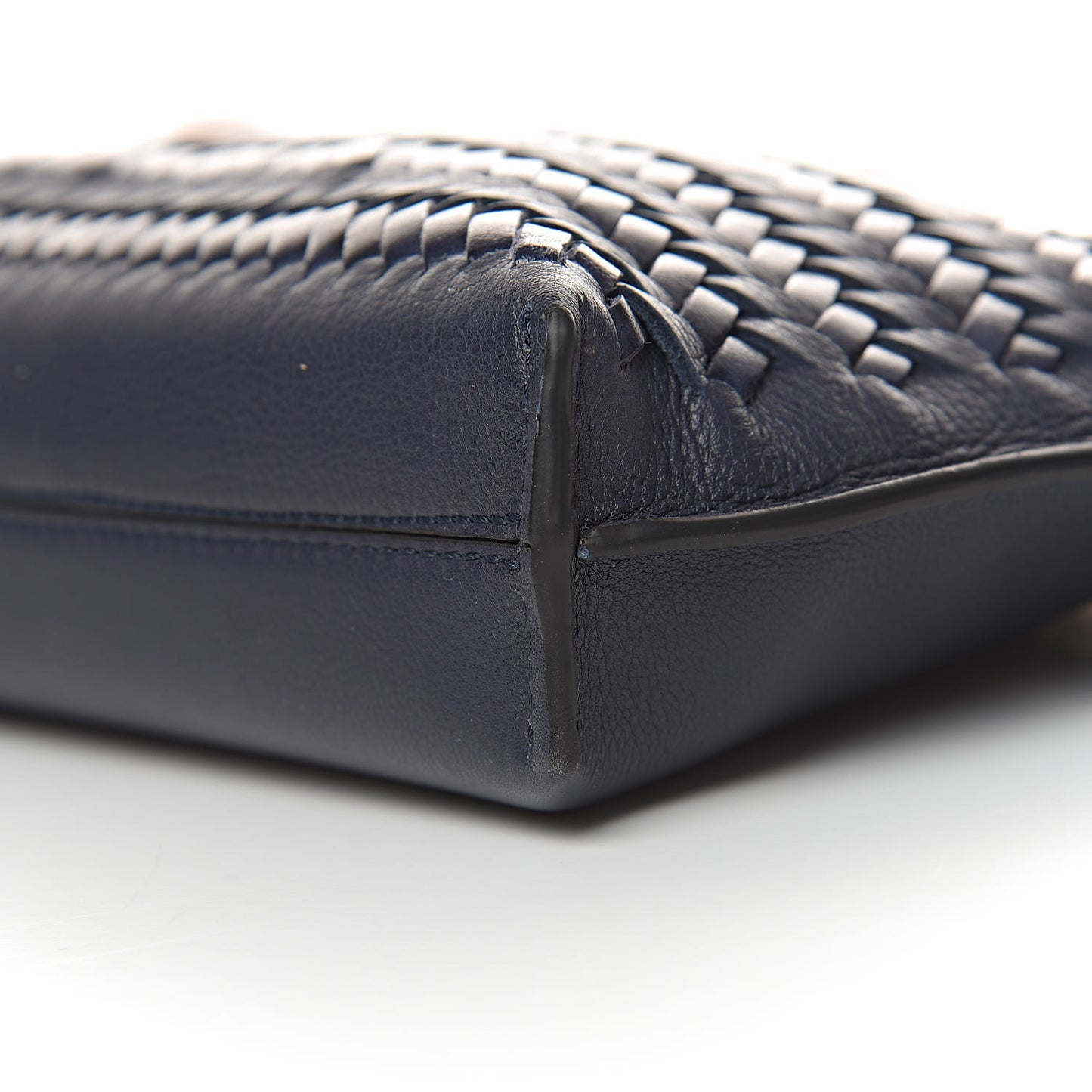 Calfskin Woven Small Missy Bag Navy Tan