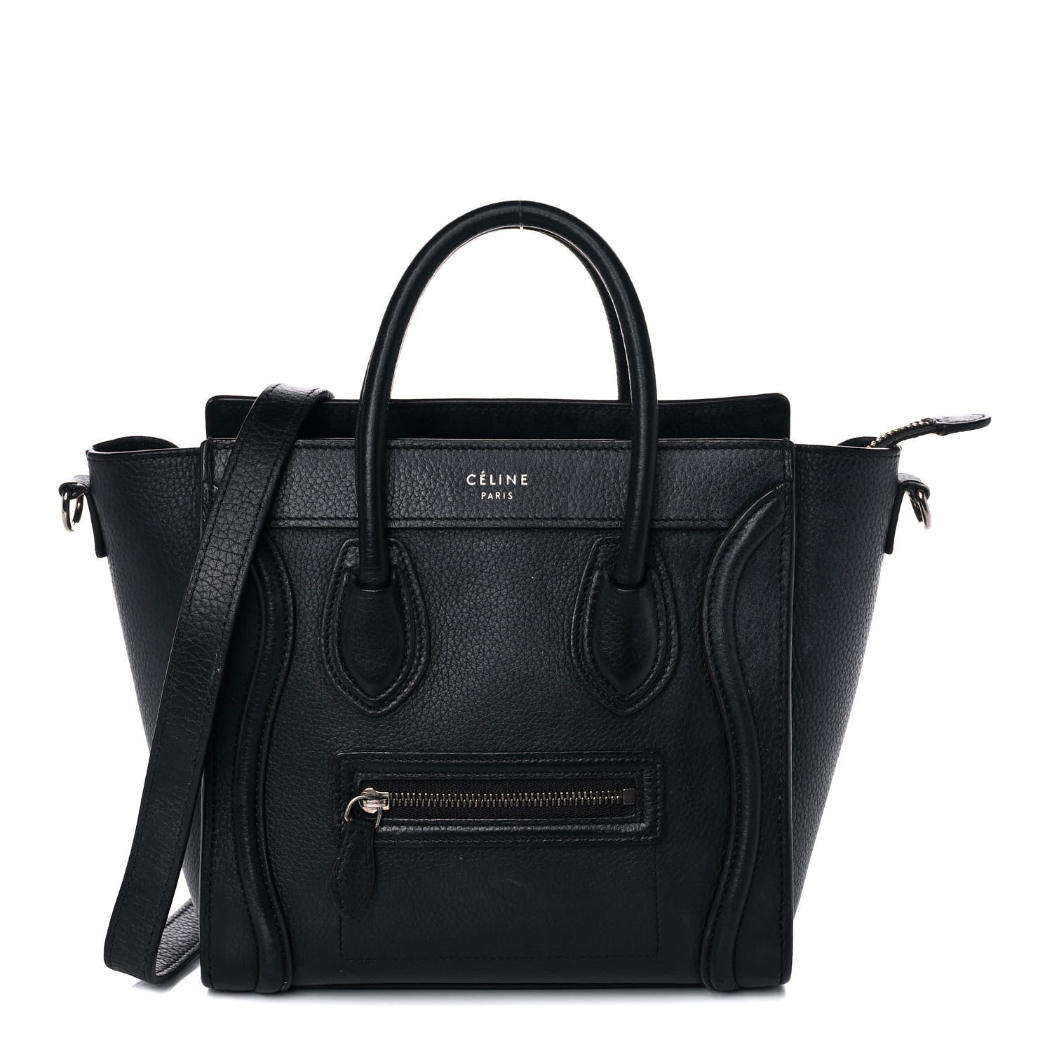 Celine Drummed Calfskin Nano Luggage Black 1 of 17