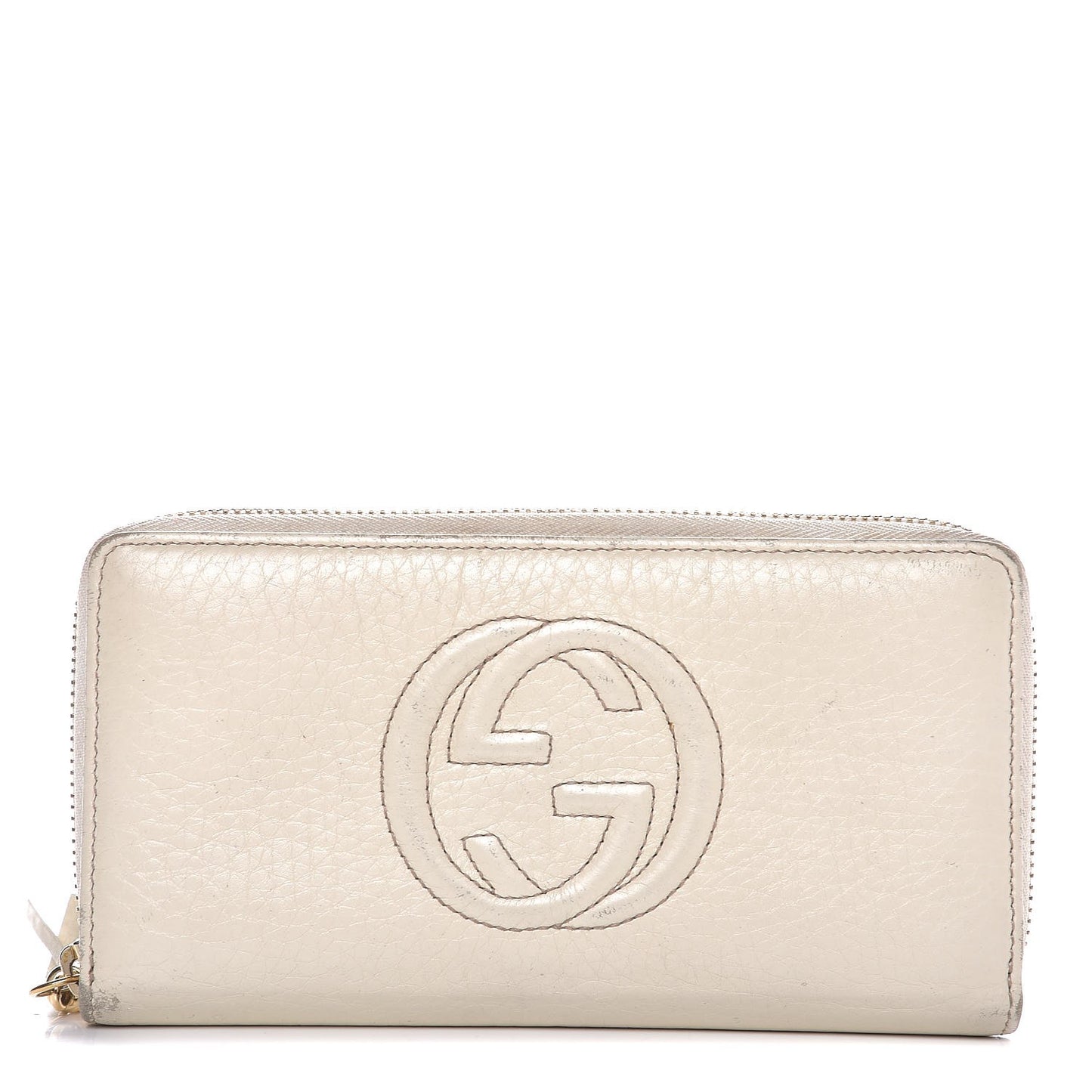 Pebbled Calfskin Soho Zip Around Wallet Off White
