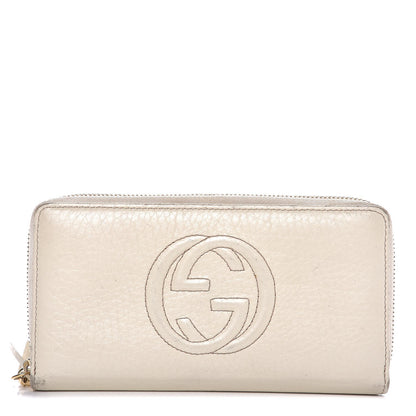 Gucci Pebbled Calfskin Soho Zip Around Wallet Off White 1 of 15