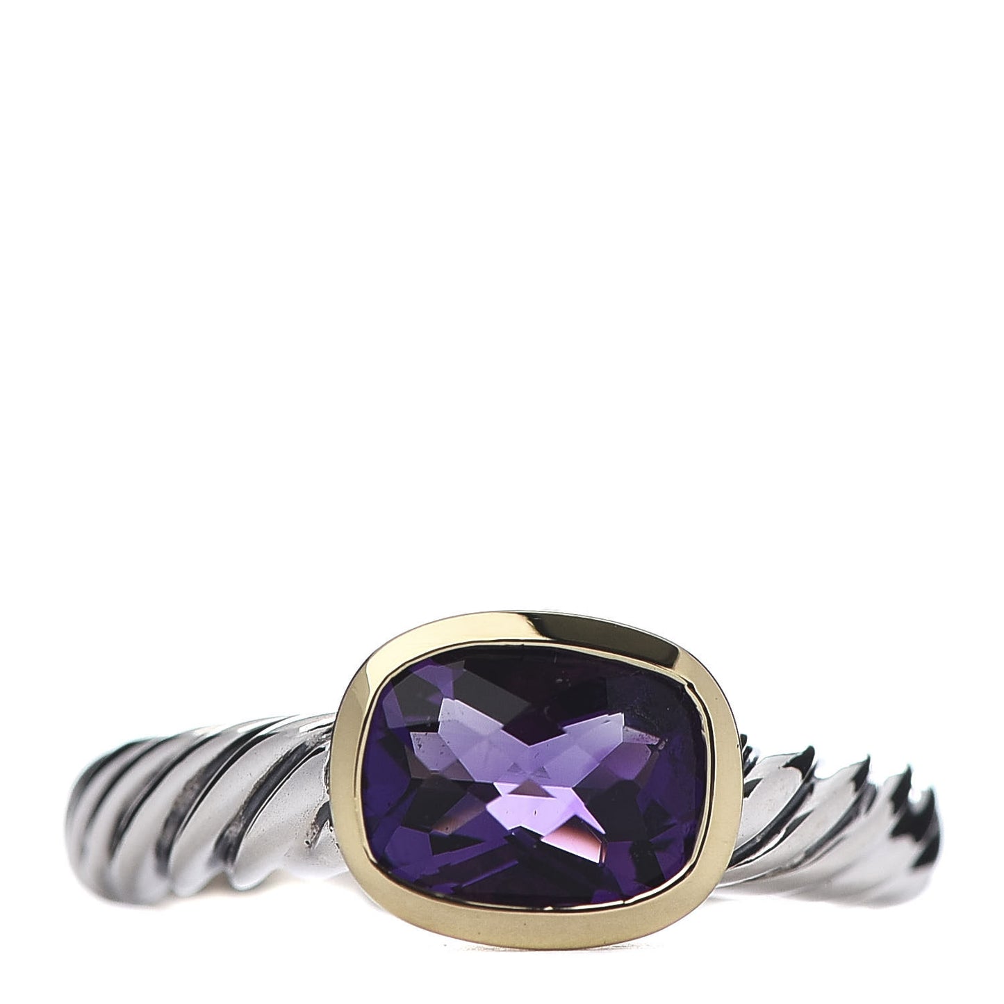 Sterling Silver 18K Yellow Gold Amethyst 8mm Noblesse Ring 51 5.75