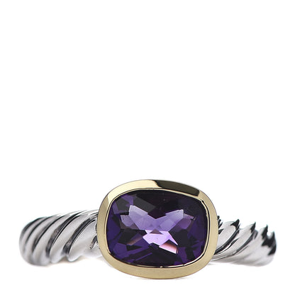 David Yurman Sterling Silver 18K Yellow Gold Amethyst 8mm Noblesse Ring 51 5.75 1 of 4