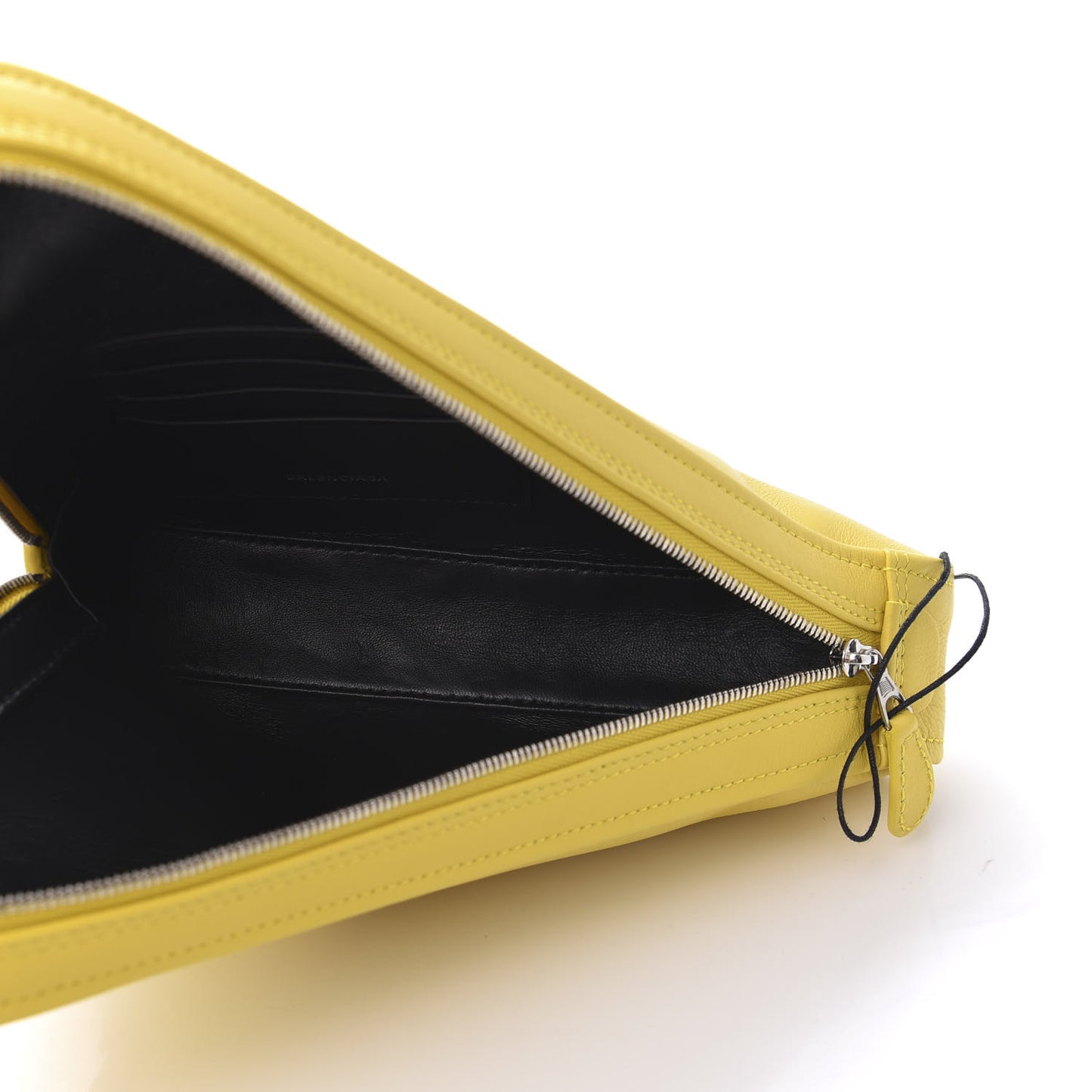 Shiny Day Calfskin Logo M Triangle Pouch Jaune Black