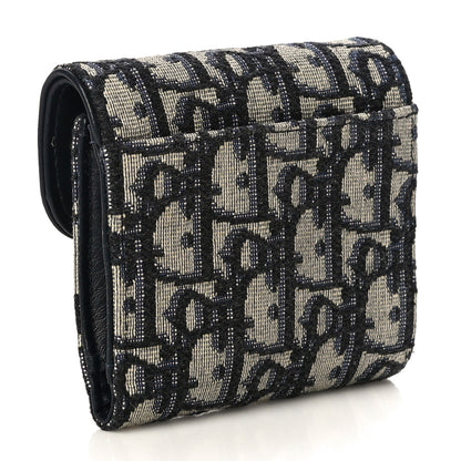 Christian Dior Oblique Saddle Lotus Wallet Blue 3 of 10