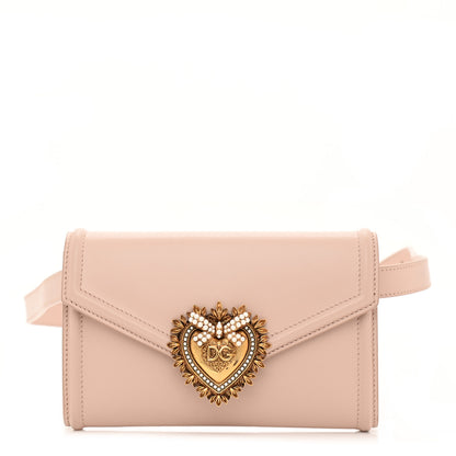 Dolce & Gabbana Agnello Vitello Devotion Belt Bag 95 38 Rosa Laminato 1 of 15