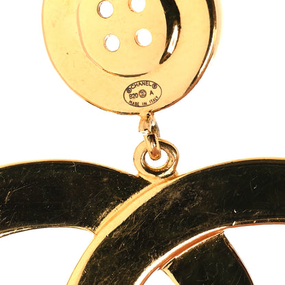 Chanel Metal Large Paris Button Earrings Gold 4 of 4